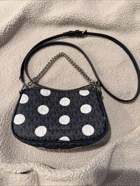 MICHAEL KORS Navy and White Polka Dot Crossbody mini Bag